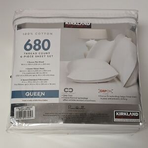 Kirkland Signature 680 Thread Count Cotton Sheet Set - White